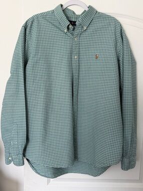 Ralph Lauren Classic Fit XXL Men's Button Down Long Sleeve Green Plaid Shirt